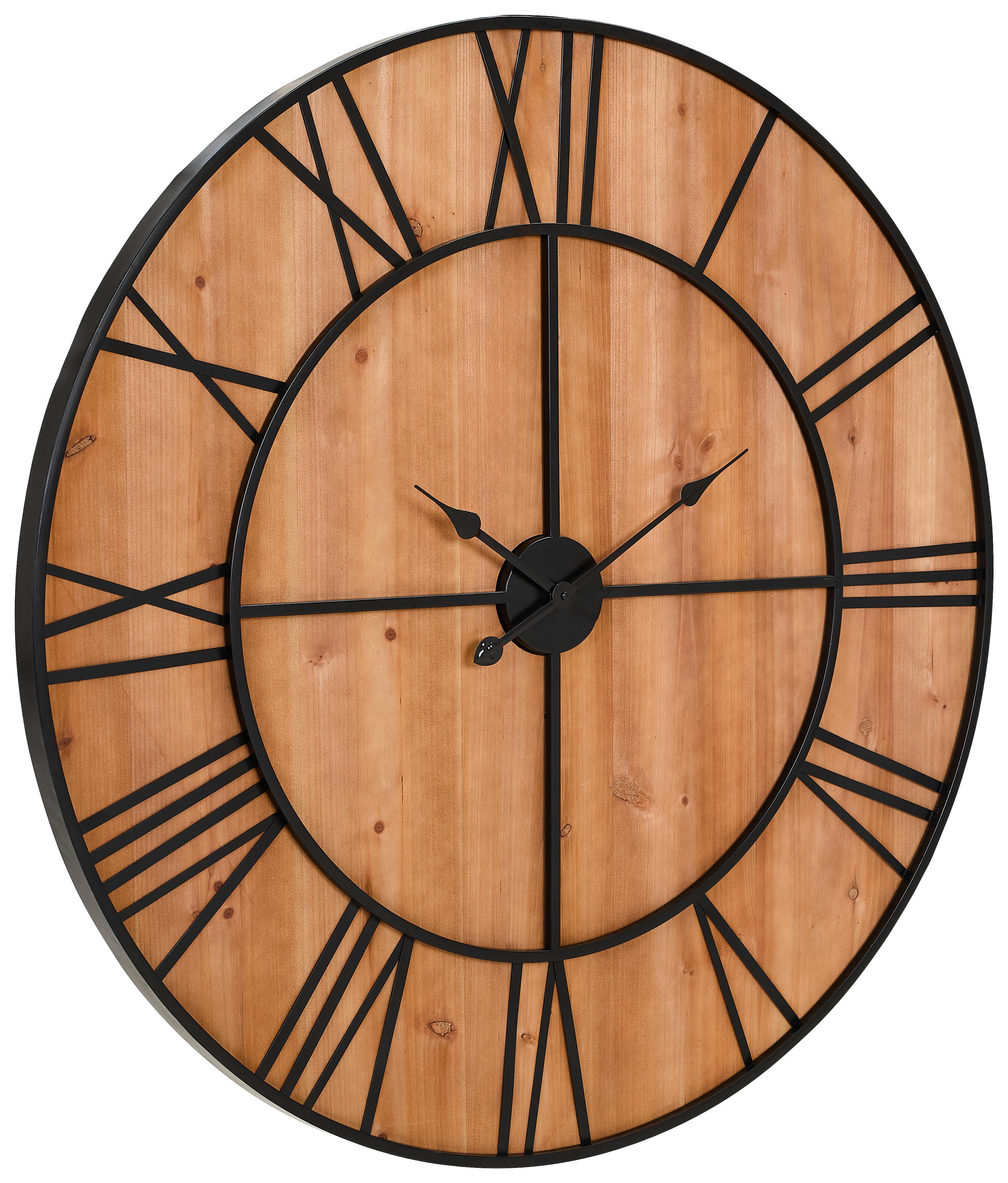 ZEGAR ŚCIENNY AMSTERDAM - kolor naturalny/czarny, Design, materiał drewnopochodny/metal (96/96/3cm) - MID.YOU