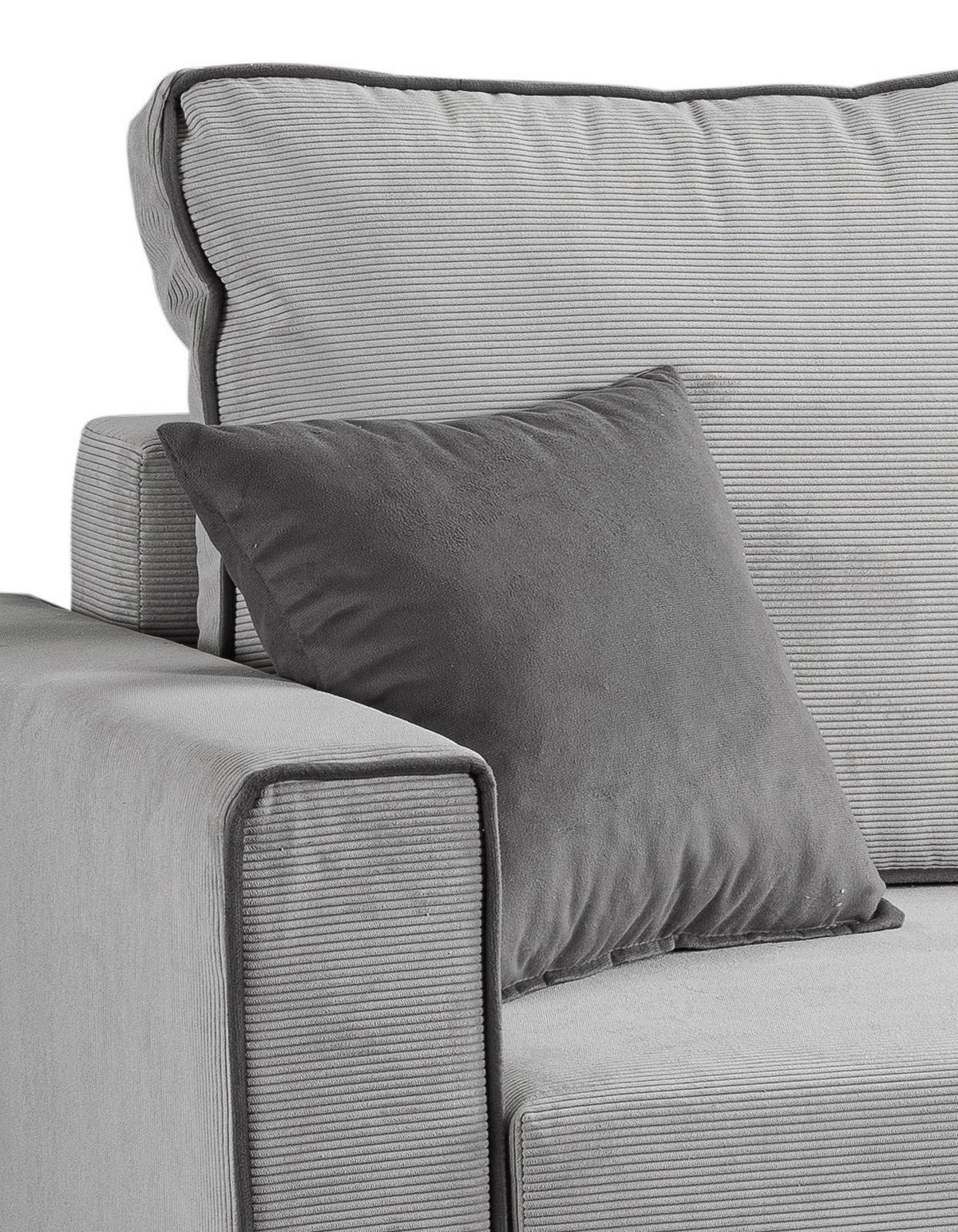 Ecksofa Marti Hellgrau mit Schlaffunktion - Hellgrau/Schwarz, Basics, Holz/Textil (230/148cm) - MID.YOU