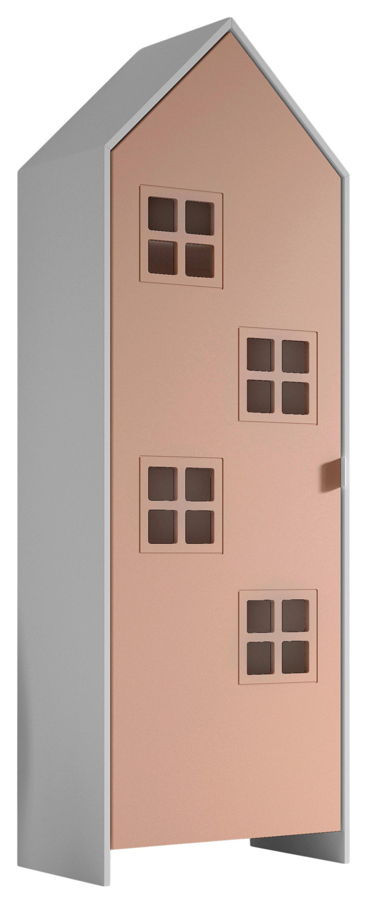 Kinderkleiderschrank Casami ca. 58x171x37 cm Weiß/Pink - Pink/Weiß, MODERN, Holzwerkstoff/Metall (57,6/171,3/37cm) - MID.YOU