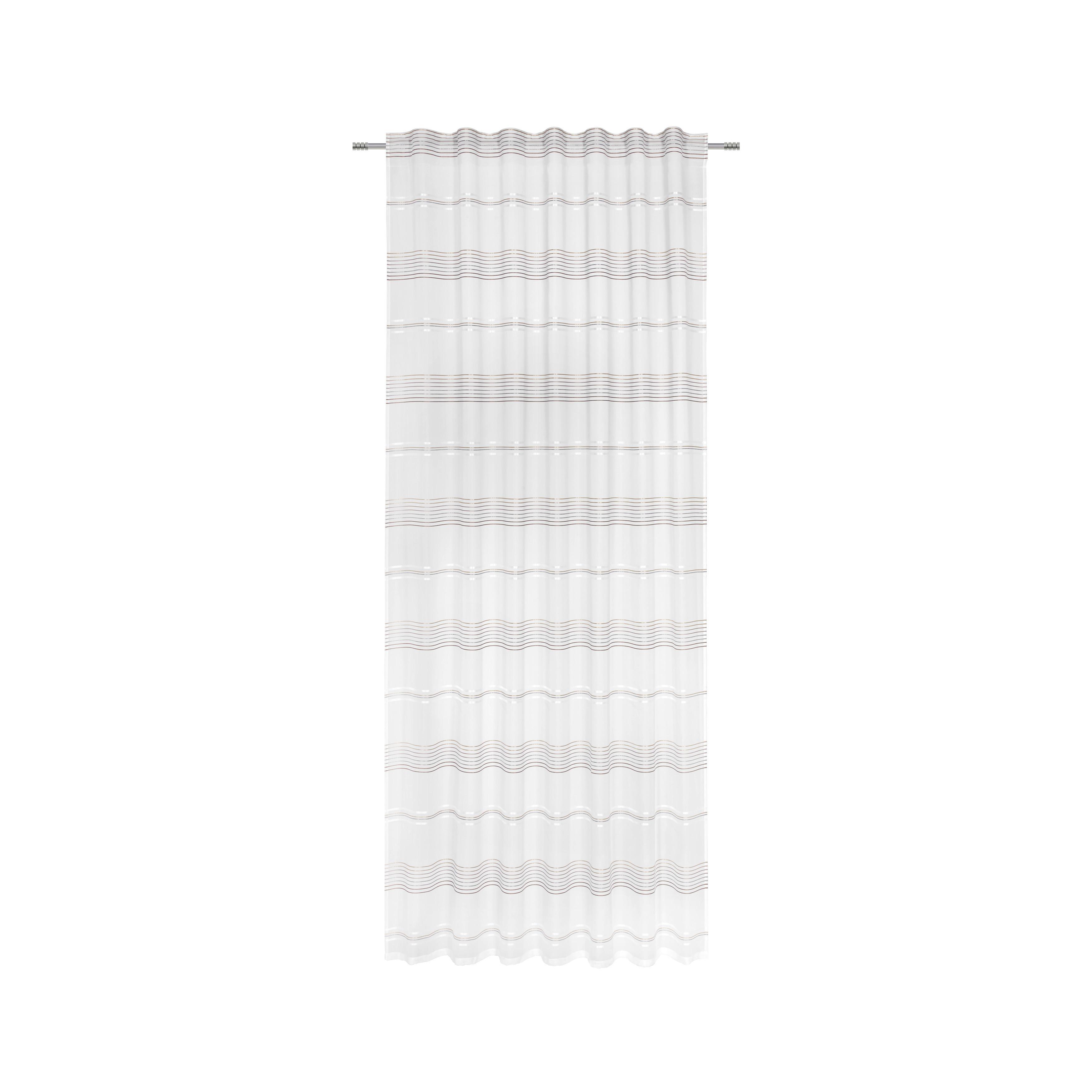 Perdea prefabricată Louis - maro/alb, Konventionell, textil (140/245cm) - Modern Living
