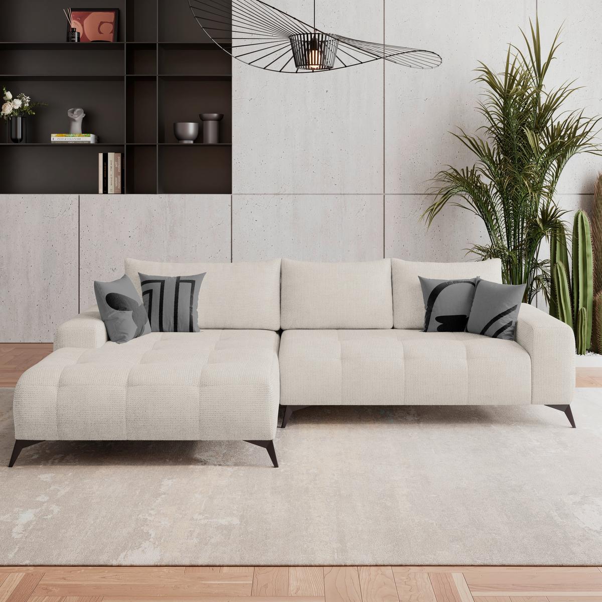 Kutna Garnitura Mauro - boje sedefa/crna, Trend, tekstil/metal (175/290cm) - Luca Bessoni