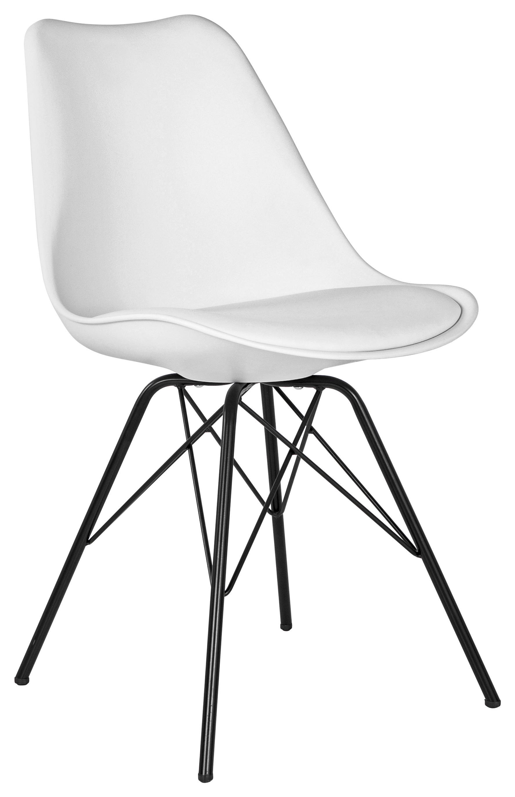 Stuhl in Weiß - Schwarz/Weiß, MODERN, Kunststoff/Textil (55,5/86/48cm) - Based
