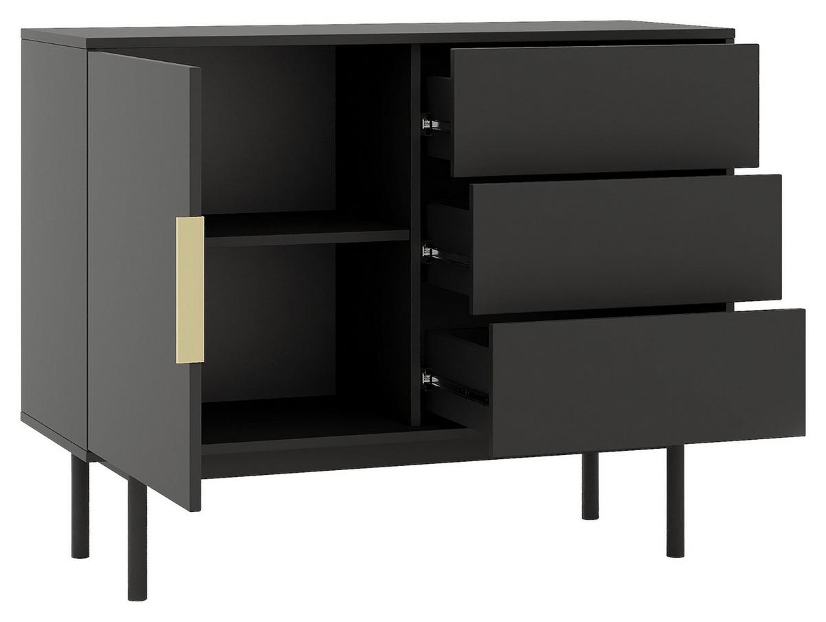KOMODA VITANA - czarny/kolor złoty, Design, materiał drewnopochodny/metal (104/82/39cm) - Boxxx