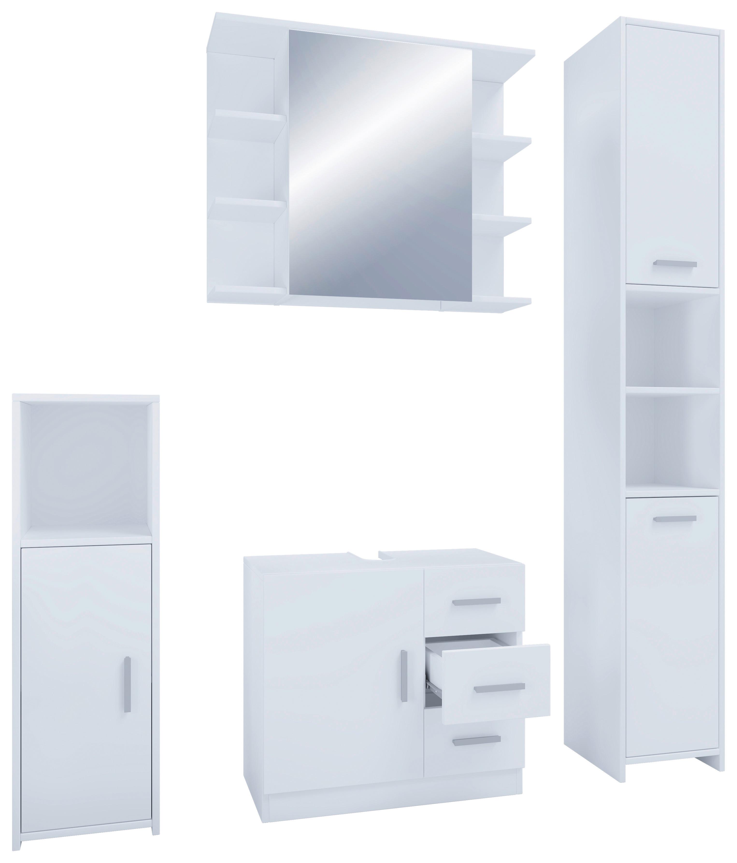 Badezimmer Zalo 4-tlg. ca. 120 cm Weiß - Weiß, MODERN, Holzwerkstoff (120cm) - MID.YOU