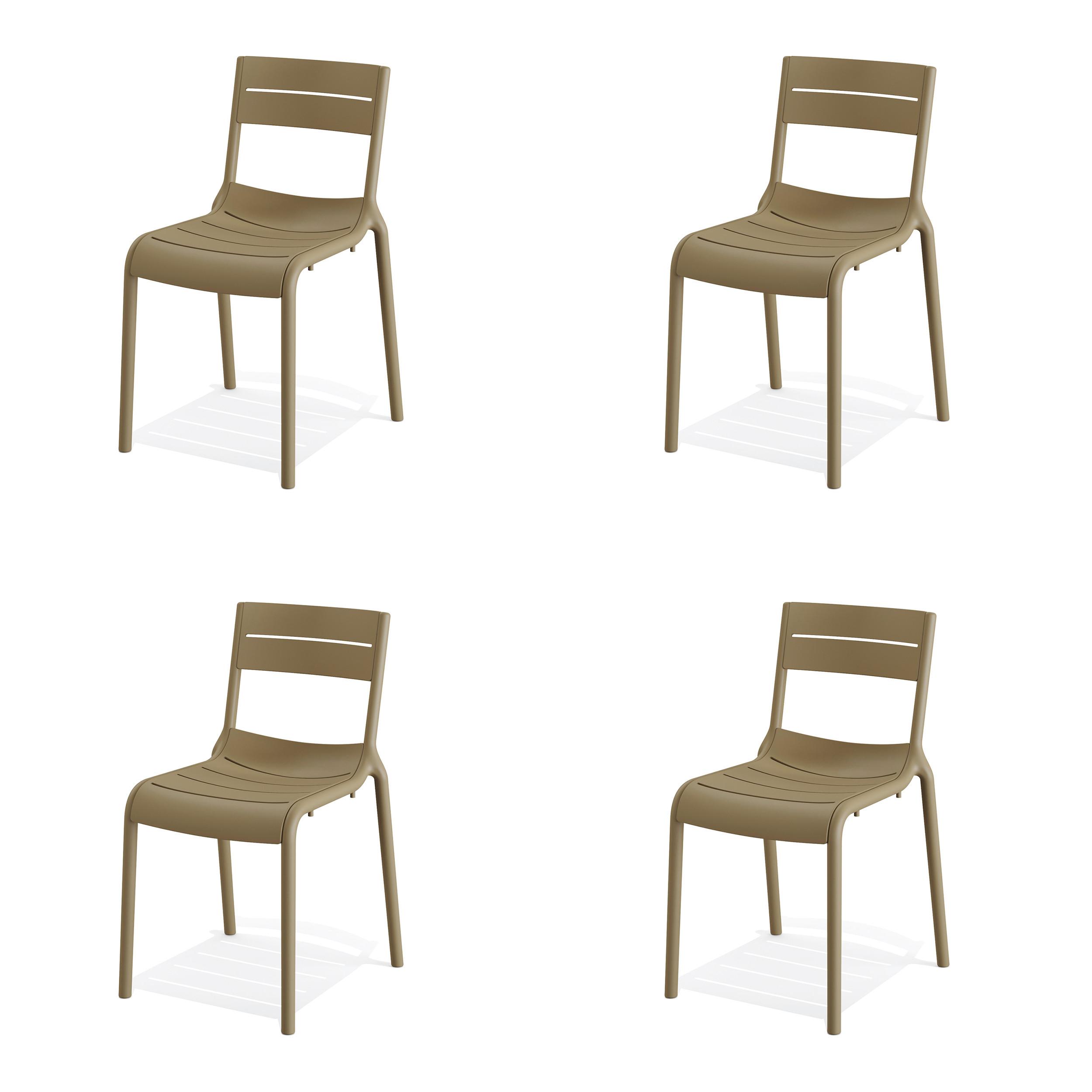 Gartenstuhl-Set Calor 4er-Set ca. 49x82x55 cm Sandfarben - Sandfarben, Basics, Kunststoff (49/82/55cm) - Gardenson