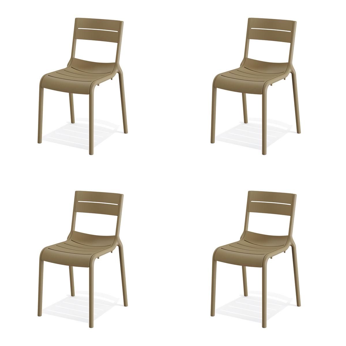 Gartenstuhl-Set Calor 4er-Set ca. 49x82x55 cm Sandfarben - Sandfarben, Basics, Kunststoff (49/82/55cm) - Gardenson