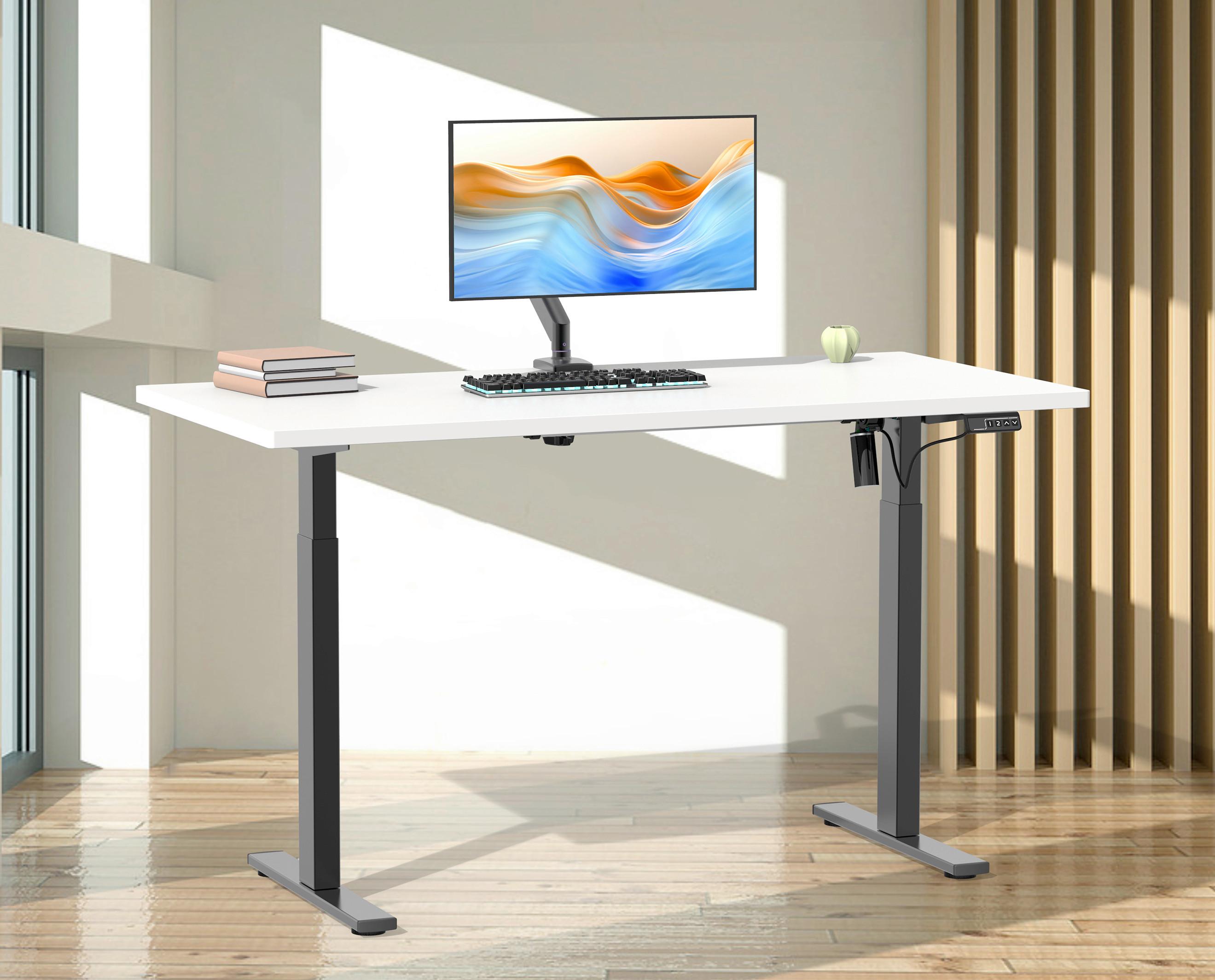 SCHREIBTISCH E-LONA - Weiss/Silberfarben, Design, Holzwerkstoff/Metall (140/71/80cm) - MID.YOU