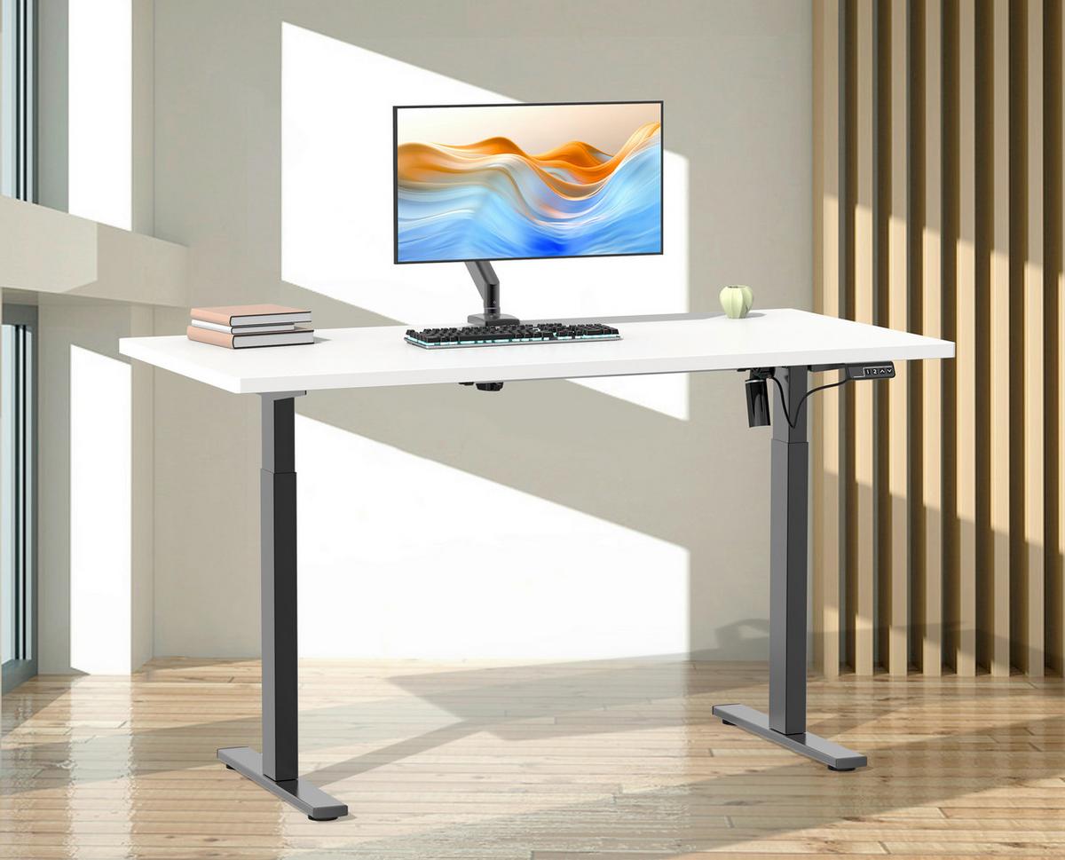 SCHREIBTISCH E-LONA - Weiss/Silberfarben, Design, Holzwerkstoff/Metall (140/71/80cm) - MID.YOU