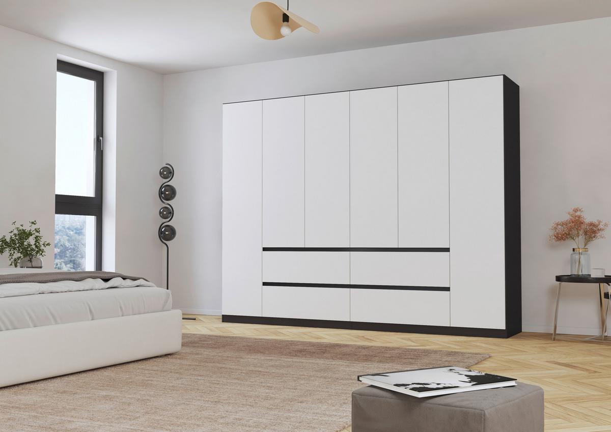 DULAP  USI ROTATIVE MAINZ - alb/gri, Basics, material pe bază de lemn (271/210/54cm) - Modern Living