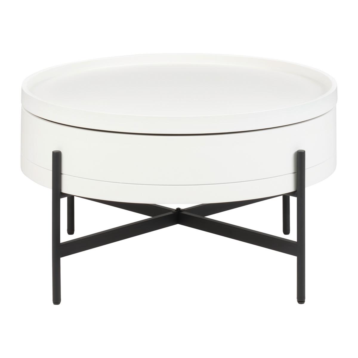 Couchtisch Malabo Weiß ca. 80x45x80cm - Schwarz/Weiß, MODERN, Holzwerkstoff/Metall (80/45/80cm) - Premium Living