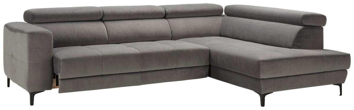 Canapé d'angle in Grau - Schwarz/Grau, Modern, Textil (301/210cm) - Premium Living