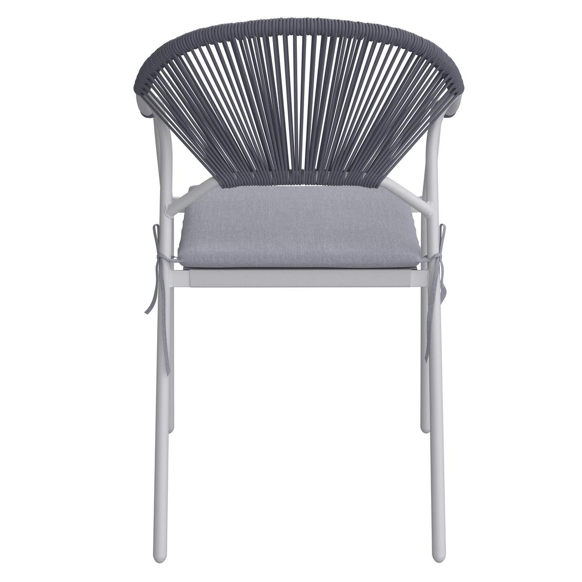 Gartengarnitur Carina Weiß/ Grau Metall/Polywood/Textilene - Dunkelgrau/Hellgrau, MODERN, Kunststoff/Textil (150/90/73cm) - Bessagi Garden