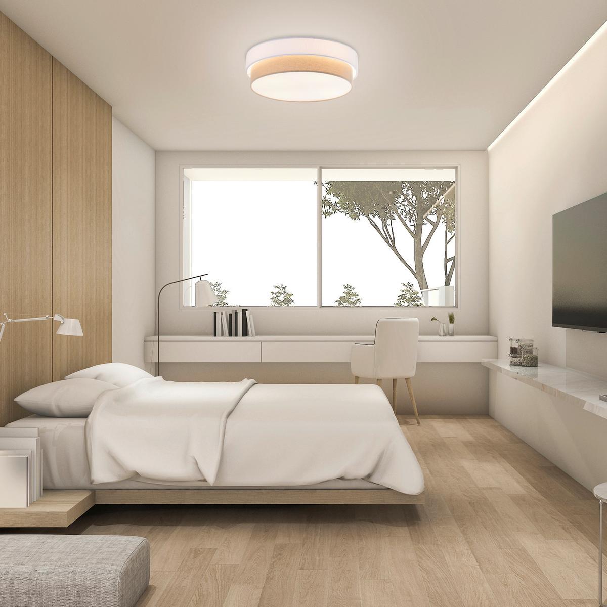 LAMPA SUFITOWA NOEMI - beżowy/biały, Modern, tworzywo sztuczne/metal (45/13cm) - Novel