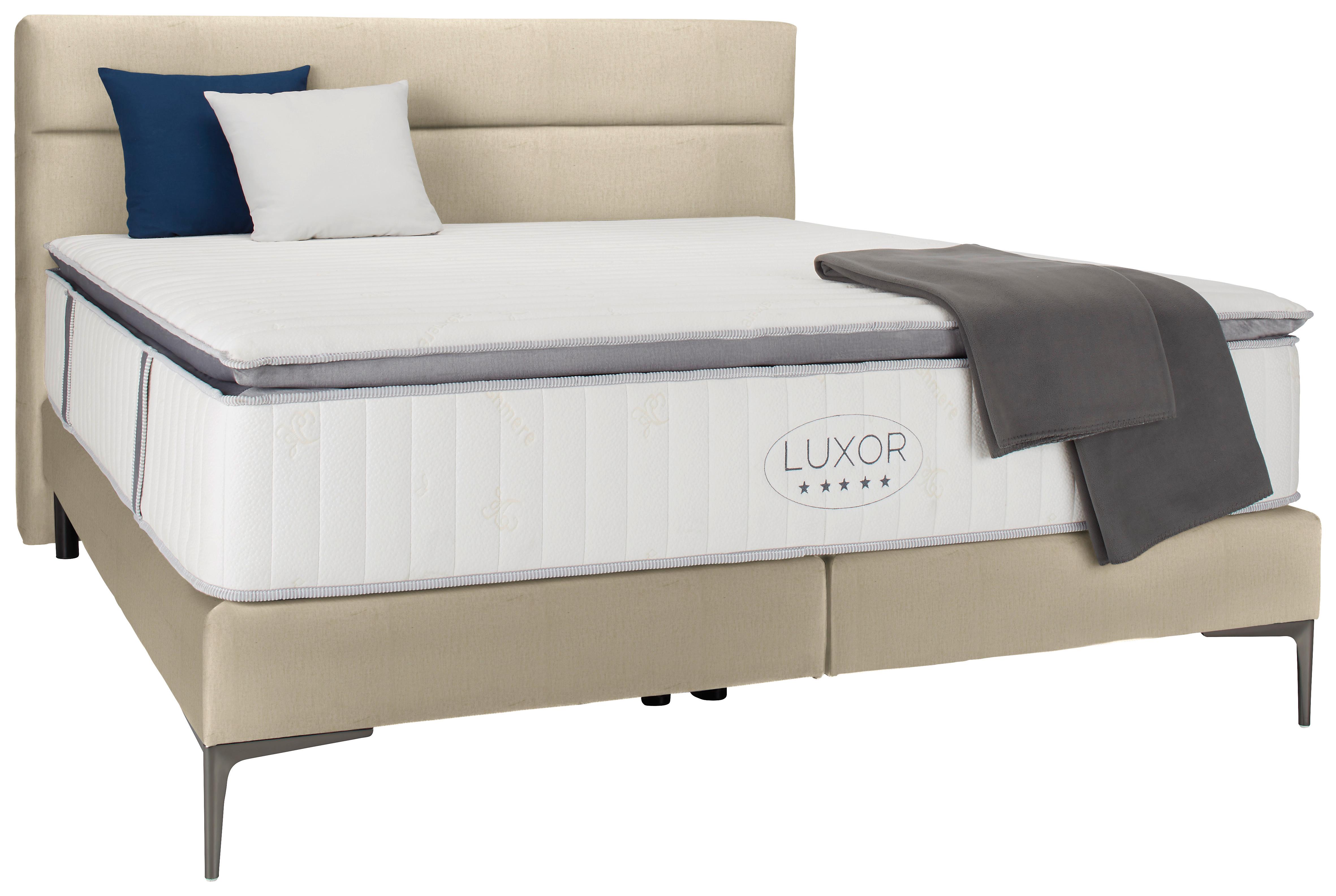 Boxspringbett ca. 180x200cm - Beige/Schwarz, KONVENTIONELL, Holz/Holzwerkstoff (180/200cm) - Premium Living