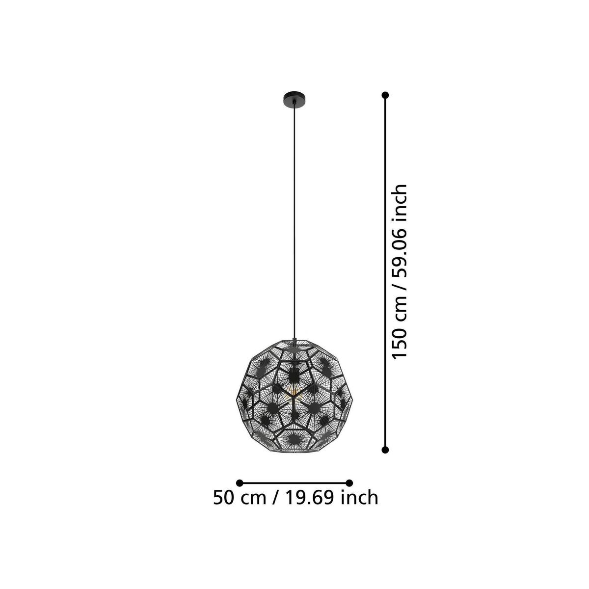Hängeleuchte 39619_skoura 1 - Schwarz, Basics, Metall (50/150cm) - Eglo