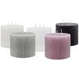 Dreidochtkerze Lia in Grau - Grau, MODERN (12/10cm) - MÖMAX modern living