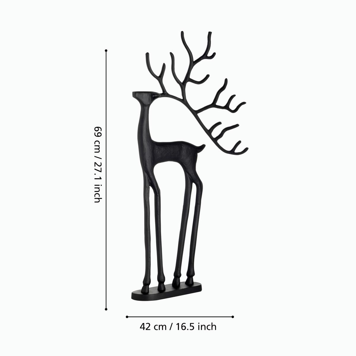 Dekohirsch Baligian Schwarz matt - Schwarz, LIFESTYLE, Metall (42/7,5/69cm)