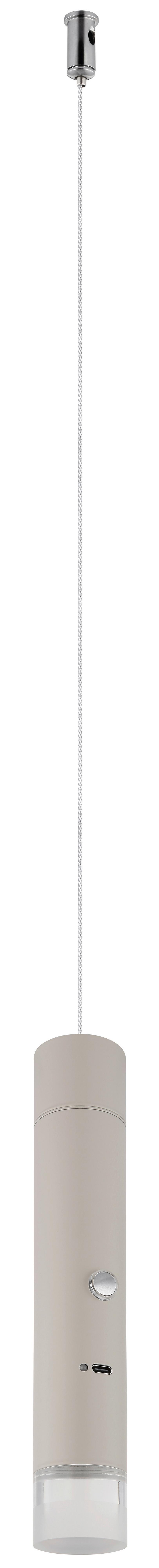 Lampă Suspendată Pelo - străveziu/nisipiu, Design, plastic/metal (38/120cm) - Globo