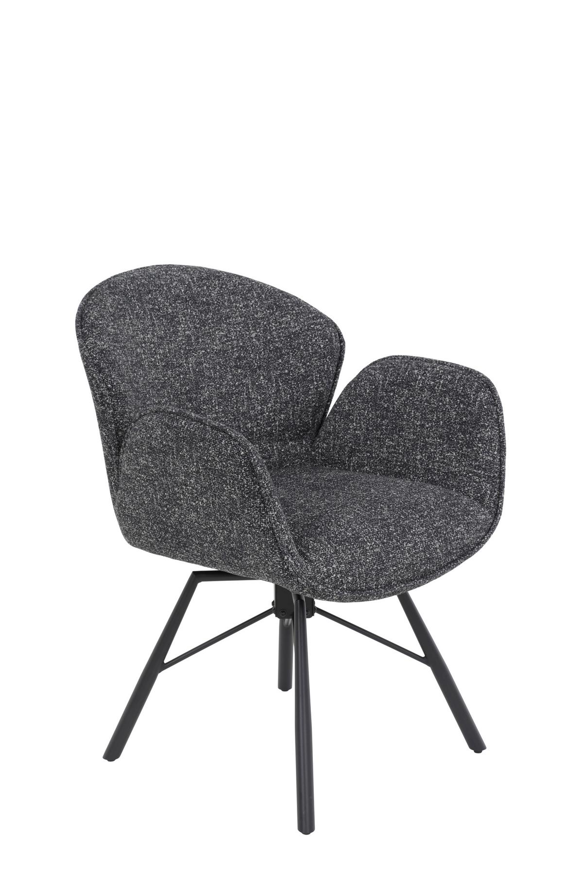 Armlehnstuhl-Set Bristol 2er-Set Anthrazit Bouclé - Anthrazit/Schwarz, MODERN, Textil/Metall (62/83/66cm) - MID.YOU