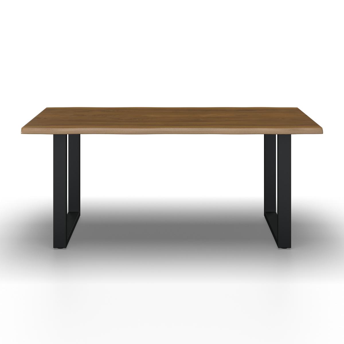 Esstisch Len in Holz Eiche massiv ca. 180x90 cm - Eichefarben/Schwarz, MODERN, Holz/Metall (180/90/76cm) - Bessagi Home