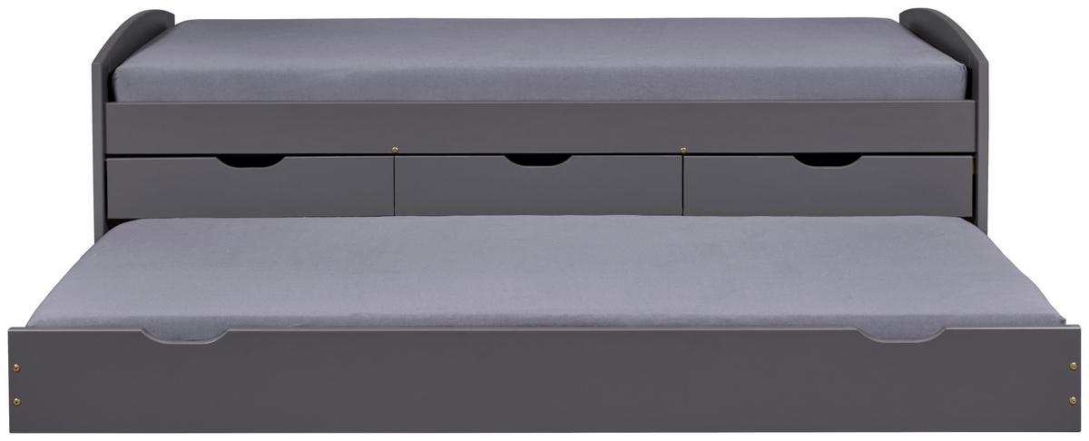 Ausziehbett Lena Grau - Naturfarben/Grau, Basics, Holz/Kunststoff (90/200cm) - MID.YOU