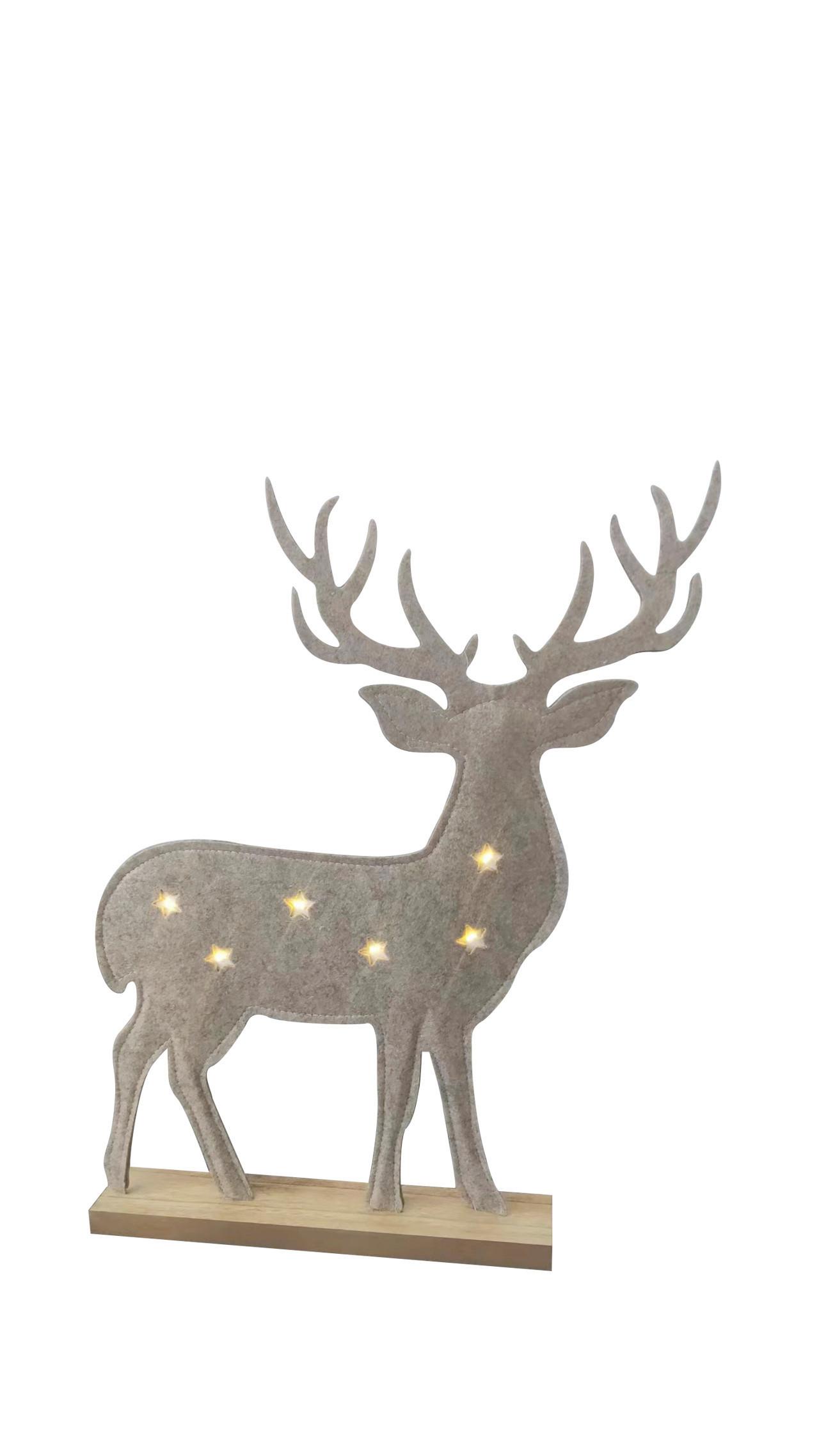 RENIFER DEKORACYJNY J23807L - jasnobrązowy, Lifestyle, materiał drewnopochodny/tkanina (52/7/62cm) - X-Mas