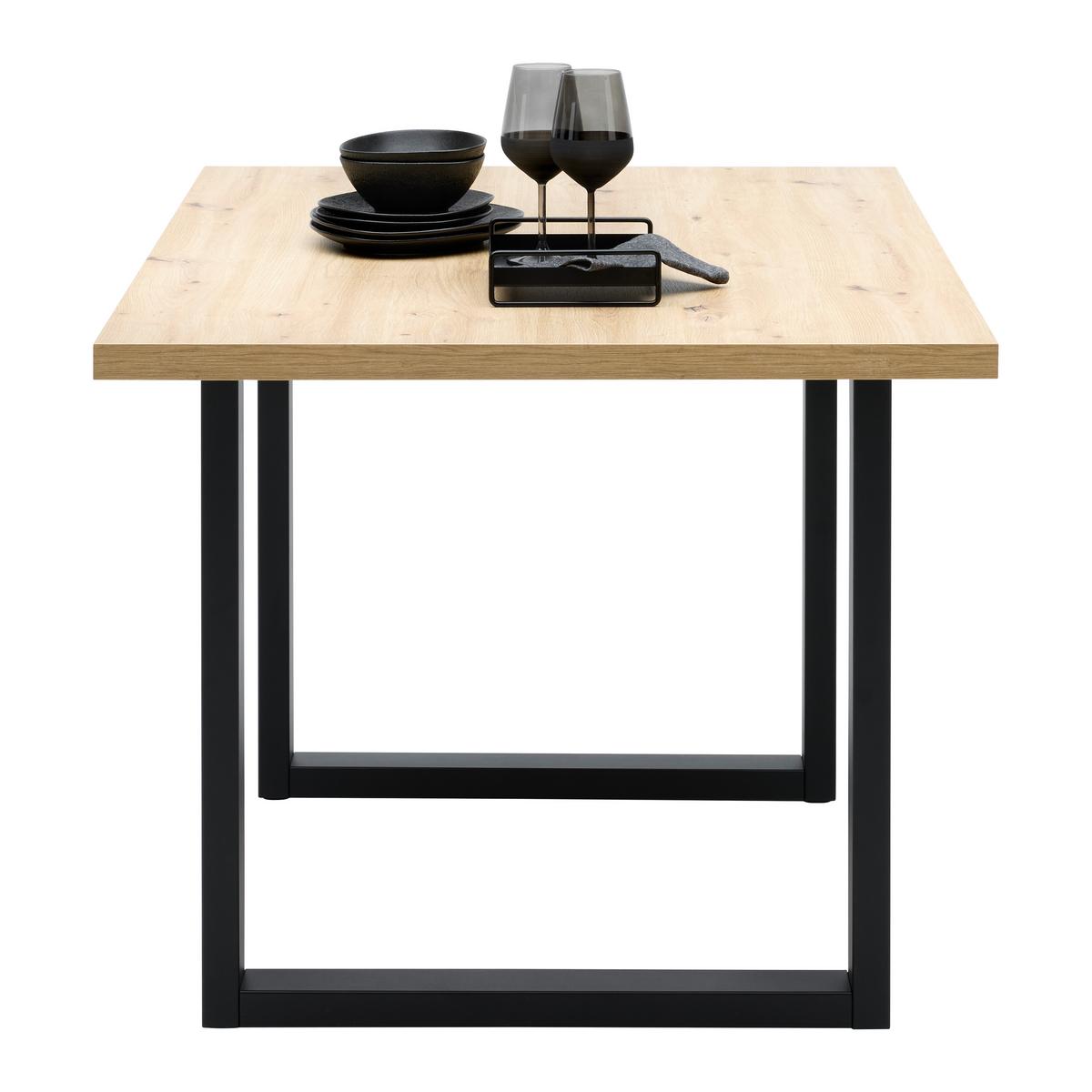 Esstisch Dinner Schwarz/Eiche Echtholz ca. 140x90x78 - Schwarz/Eiche Artisan, Holzwerkstoff/Metall (140/90/78cm) - Mömax