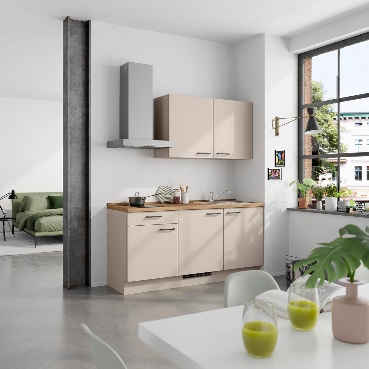 Küchenleerblock Easytouch Low o. Geräte Sandfarben - Sandfarben/Eichefarben, MODERN, Holzwerkstoff/Metall (180cm) - Nobilia