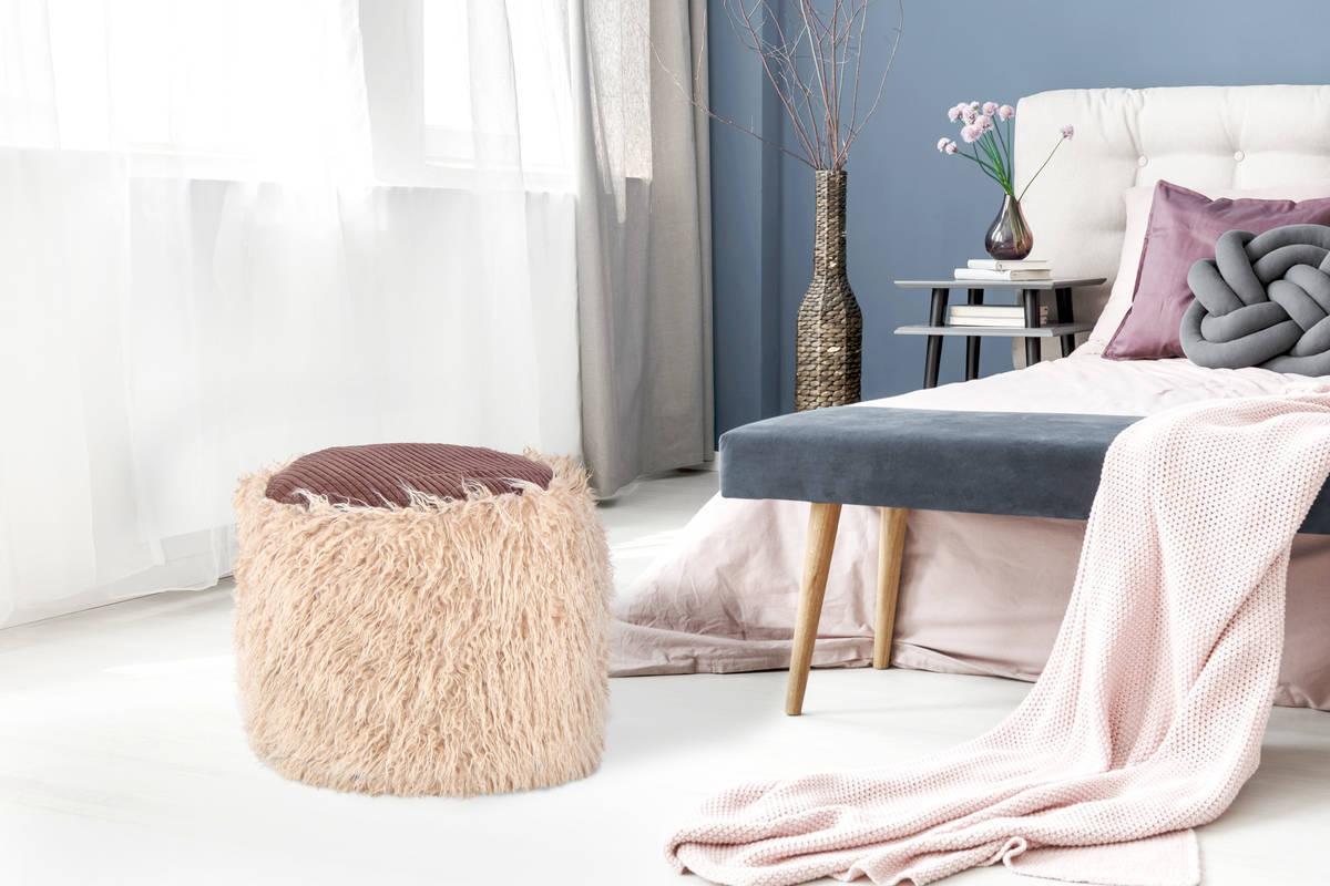 POUF Pouf in Braun und Beige - Beige, Basics, Kunststoff (45/38/45cm) - Kayoom