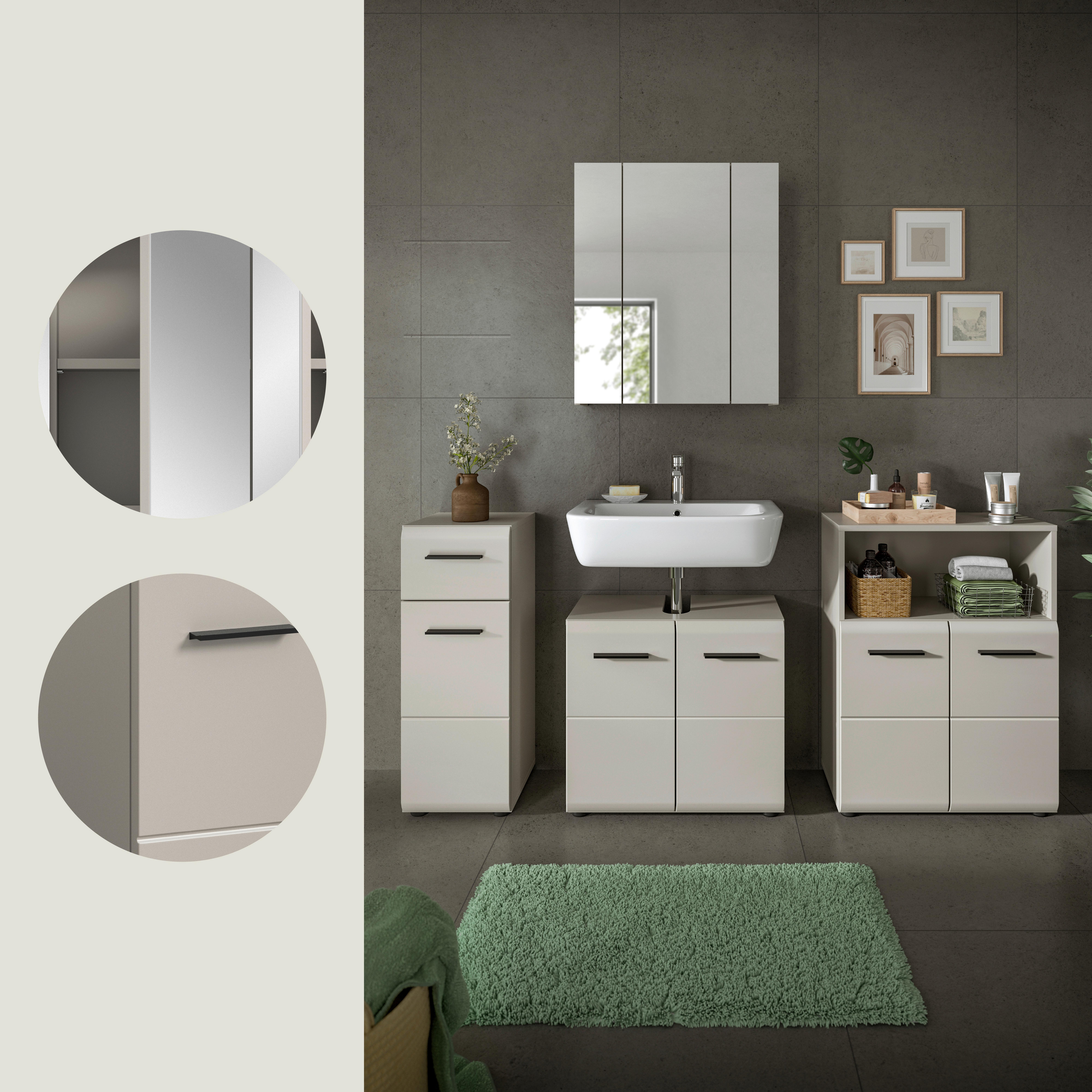 BADEZIMMER ICE - Kaschmir/Schwarz, Trend, Glas/Holzwerkstoff (150cm) - MID.YOU