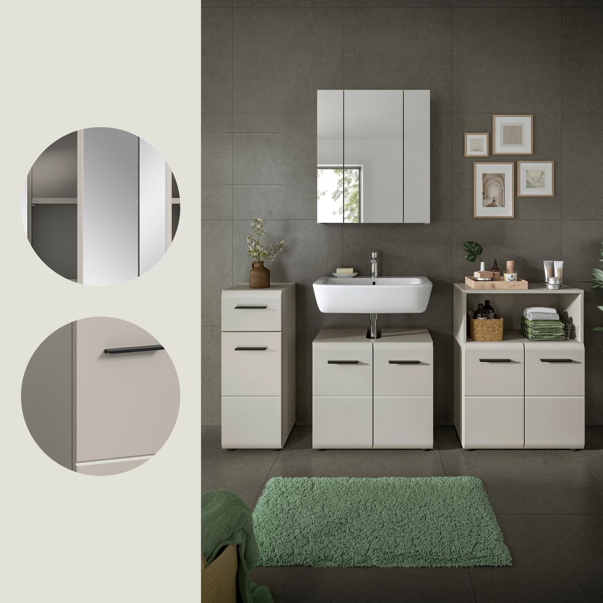 BADEZIMMER ICE - Kaschmir/Schwarz, Trend, Glas/Holzwerkstoff (150cm) - MID.YOU