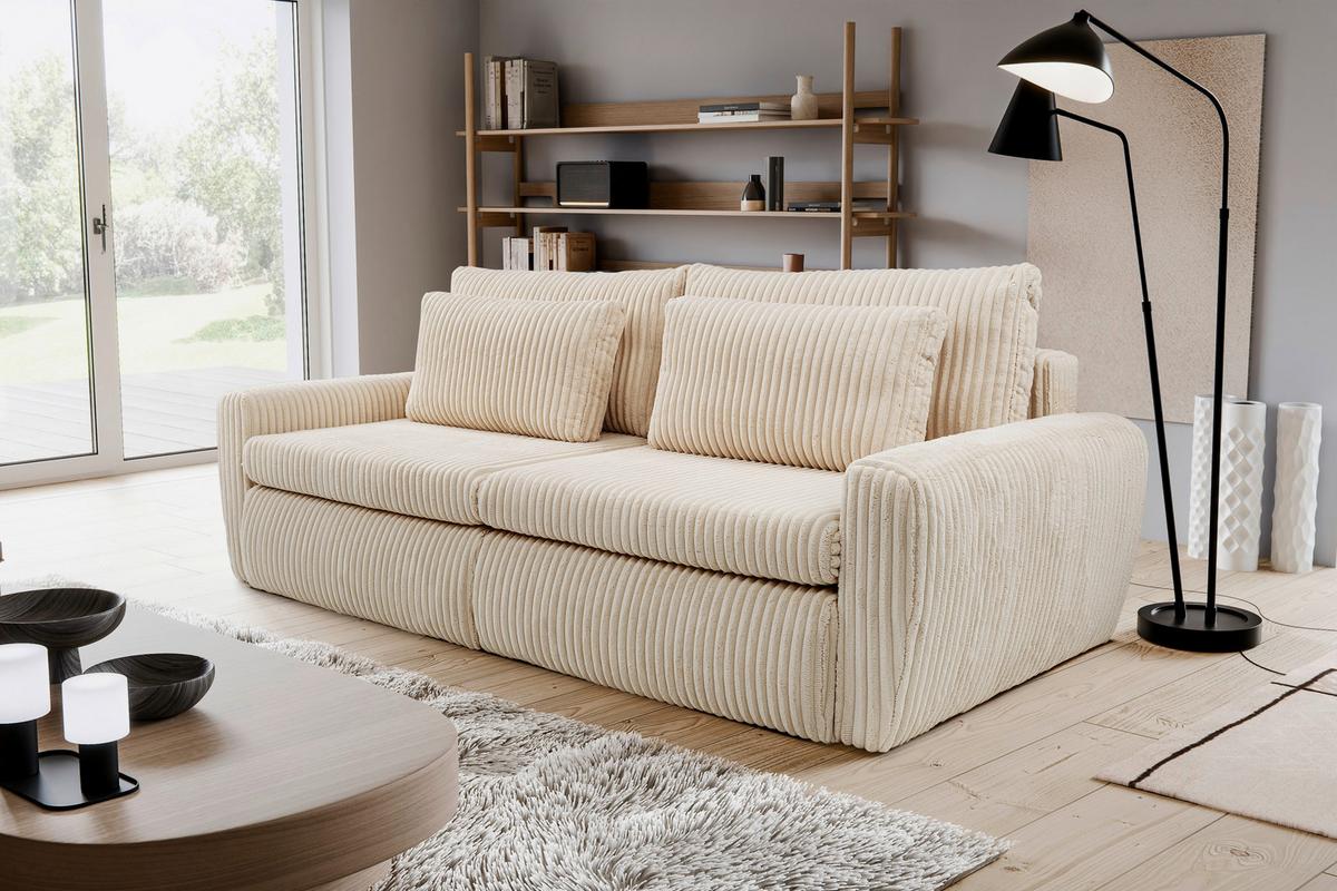 Canapea extensibila MEVI - crem, Modern (240/72-90/120cm) - Premium Living