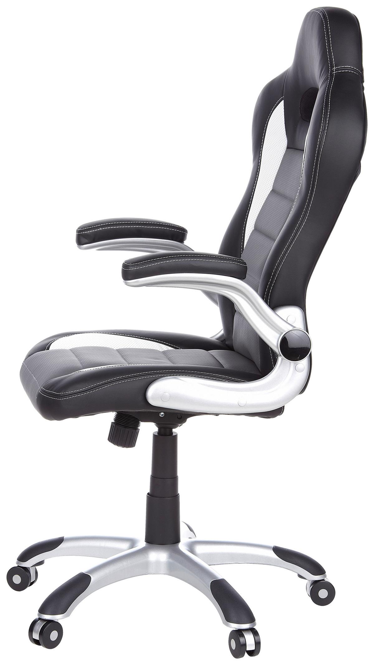 Gaming Stol Game Sport, Črna, Bela, Siva - siva/črna, Moderno, umetna masa/tekstil (64/118/57cm) - MID.YOU