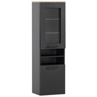 Midischrank Malte Schwarz/Eiche Artisan - Schwarz/Eiche Artisan, MODERN, Glas/Holzwerkstoff (40,/138,3/32cm) - MID.YOU