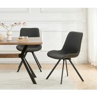 Set Stolov Emilia, Antracit, 2 Kos - črna/antracit, Moderno, kovina/tekstil (52/85/61cm) - MID.YOU