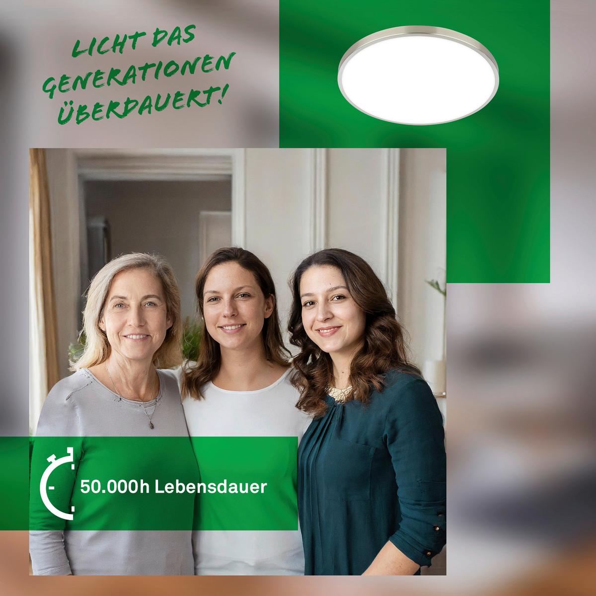 LAMPA SUFITOWA LED 3935012 KAIDA - kolor niklowy, Basics, tworzywo sztuczne/metal (33/6cm)