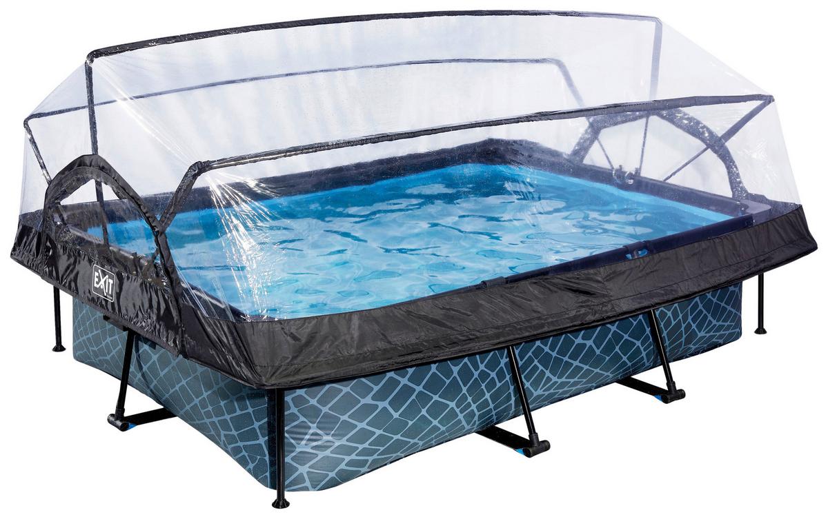 Bazen Exit Stone Pool, 220x150cm - siva, Konvencionalno, kovina (220/150/65cm) - EXIT Toys