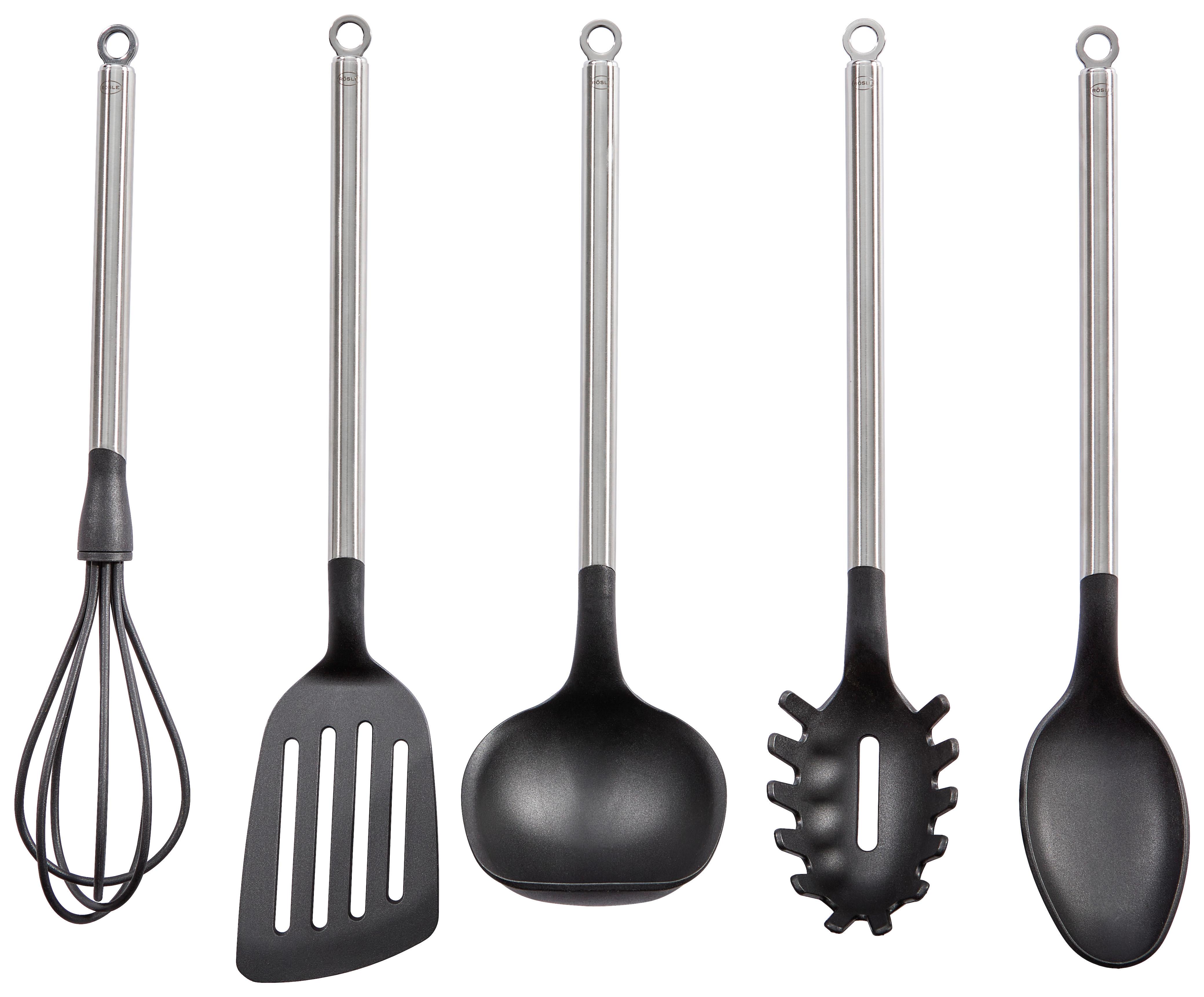 ZESTAW PRZYBORÓW KUCHENNYCH 132028 RÖSLE - czarny wysoki połysk, Basics, metal (37,5/0,95/0,80cm) - Rösle