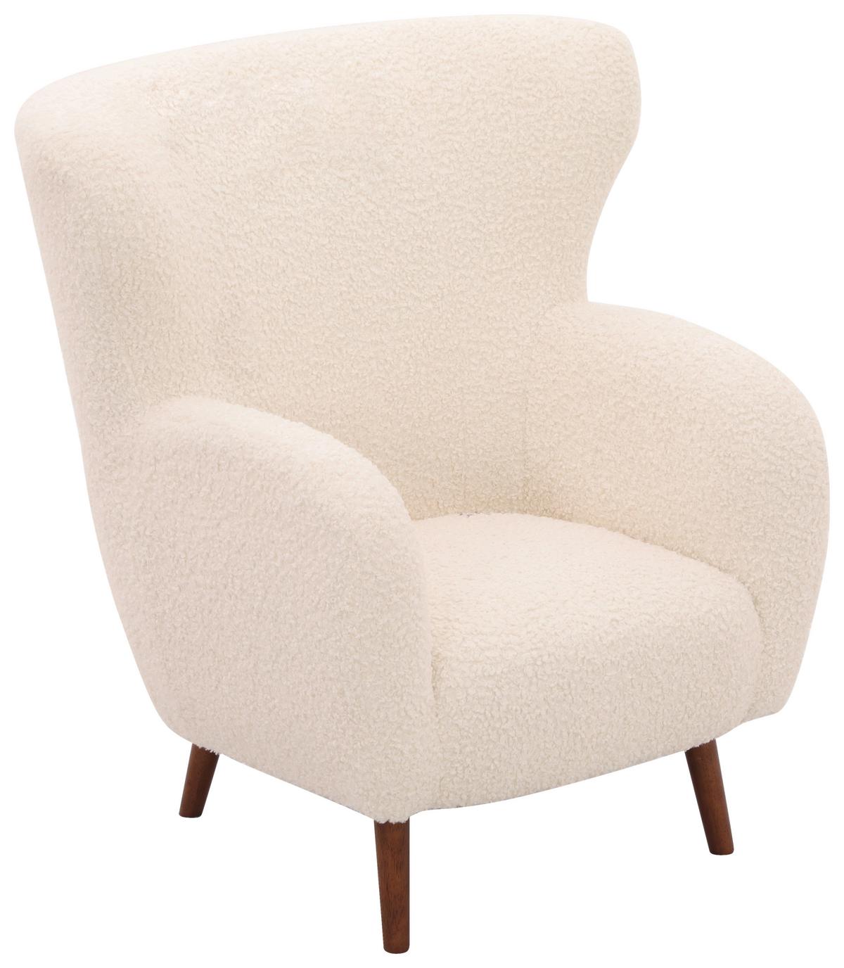 Fotelj Savoy, Bela - bela/barve kostanja, Design, kovina/tekstil (90/98/88cm) - Livetastic