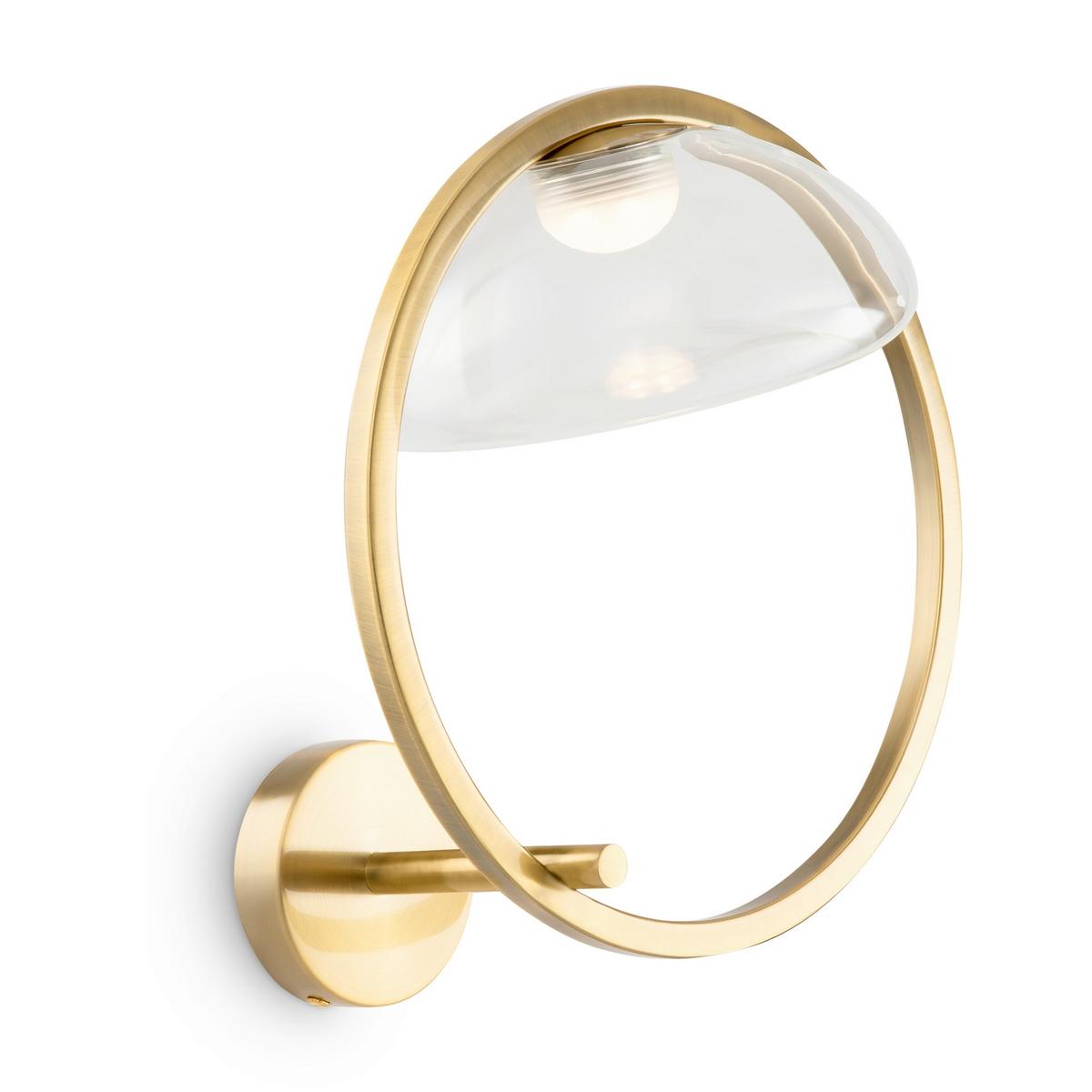 Wandleuchte Lunare Messingfarben max. 5 Watt - Transparent/Messingfarben, Trend, Glas/Metall (35/32/22cm) - MAYTONI