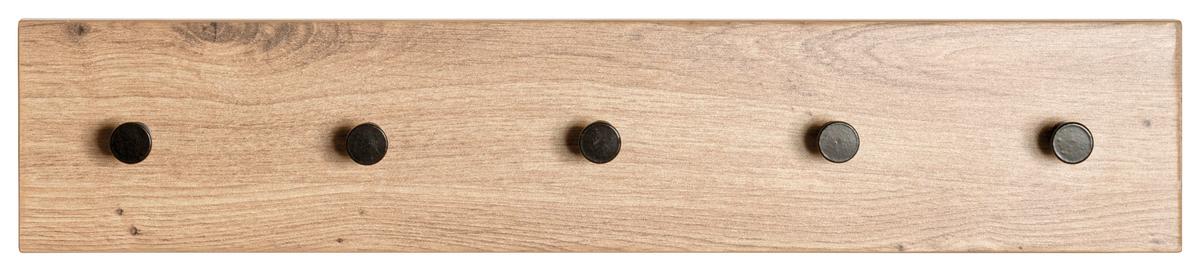 LISTWA Z WIESZAKAMI PARMA - kolor dębowy/czarny, Basics, materiał drewnopochodny/metal (60/12/5cm)