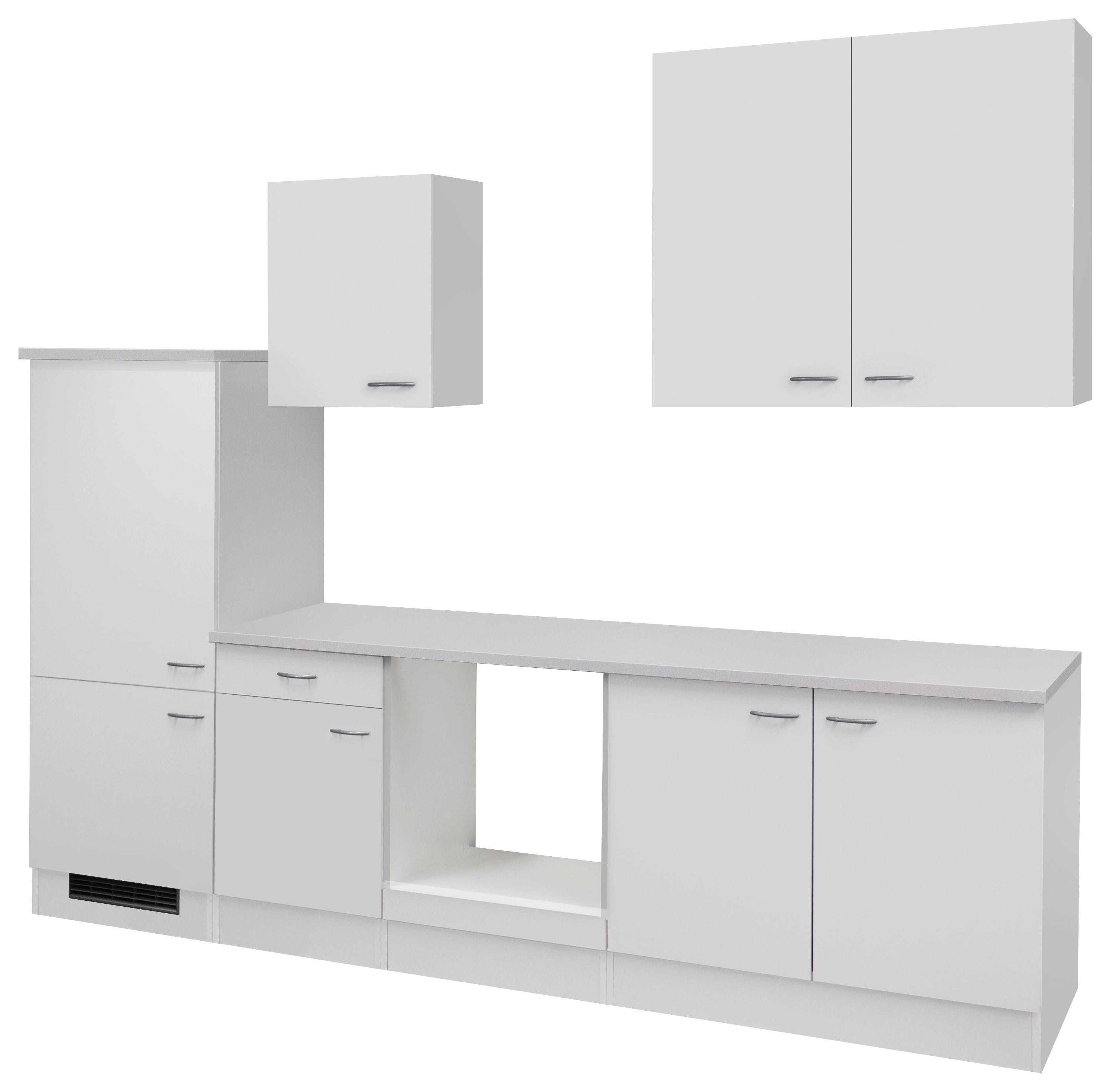 Küchenleerblock Wito B: ca. 270cm Weiß - Edelstahlfarben/Hellgrau, KONVENTIONELL, Holzwerkstoff/Kunststoff (270cm) - FlexWell