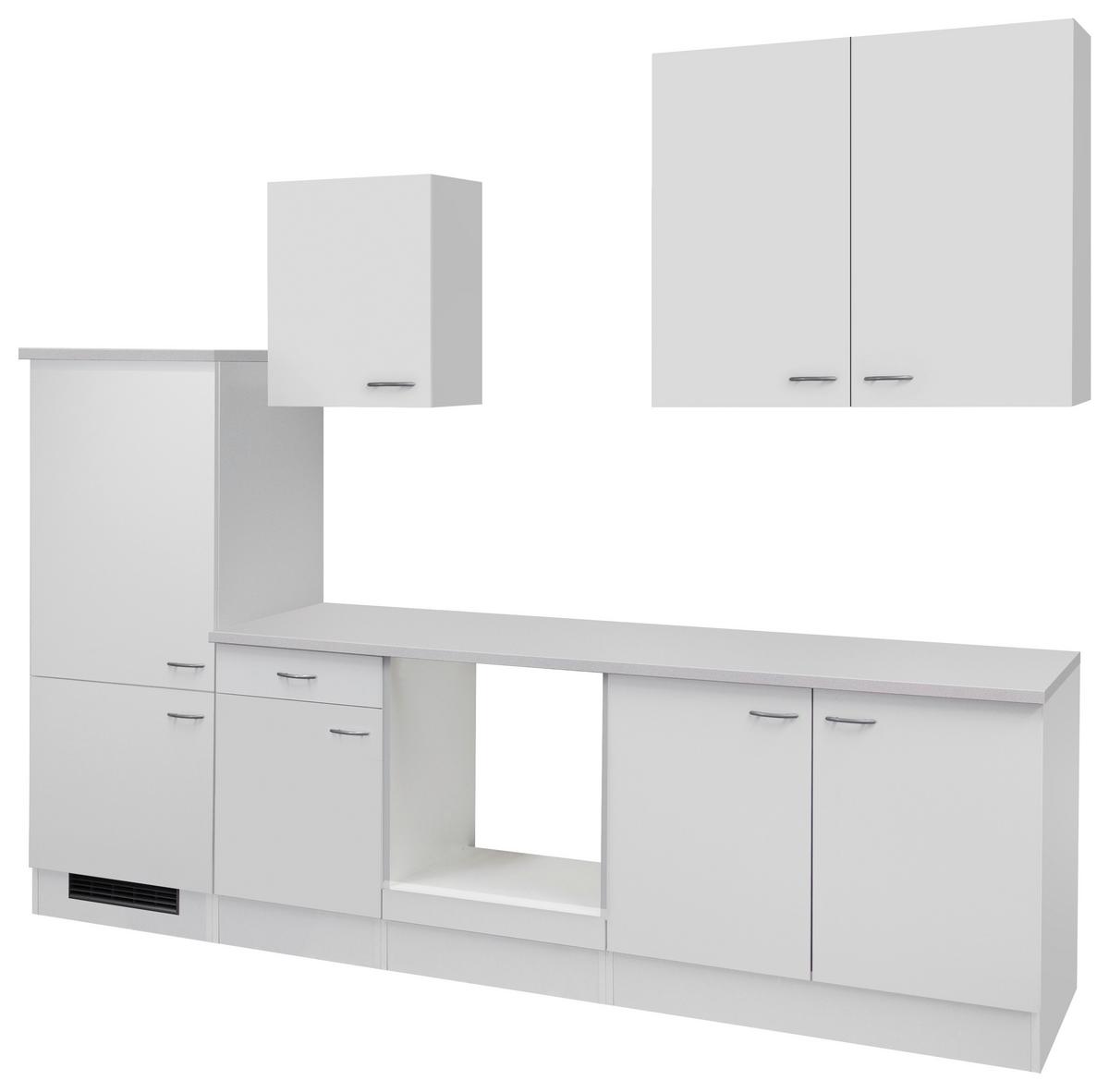 Küchenleerblock Wito B: ca. 270cm Weiß - Edelstahlfarben/Hellgrau, KONVENTIONELL, Holzwerkstoff/Kunststoff (270cm) - FlexWell