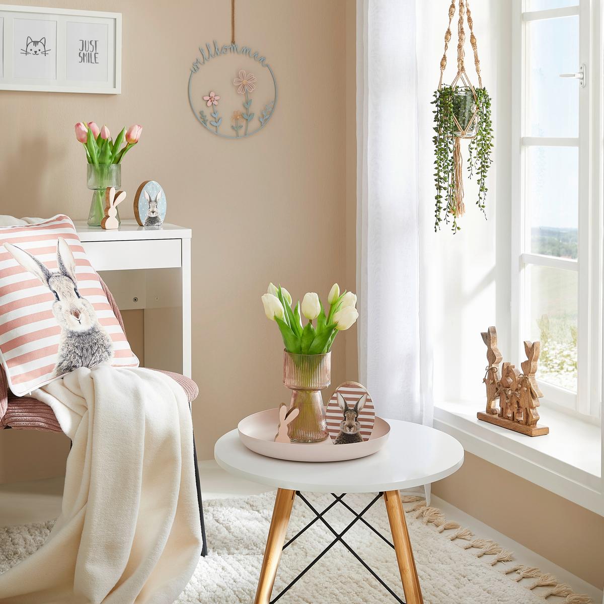 Zierkissen Bunny ca. 45x45cm - Weiss/Rotbraun (45/45/12cm) - Modern Living