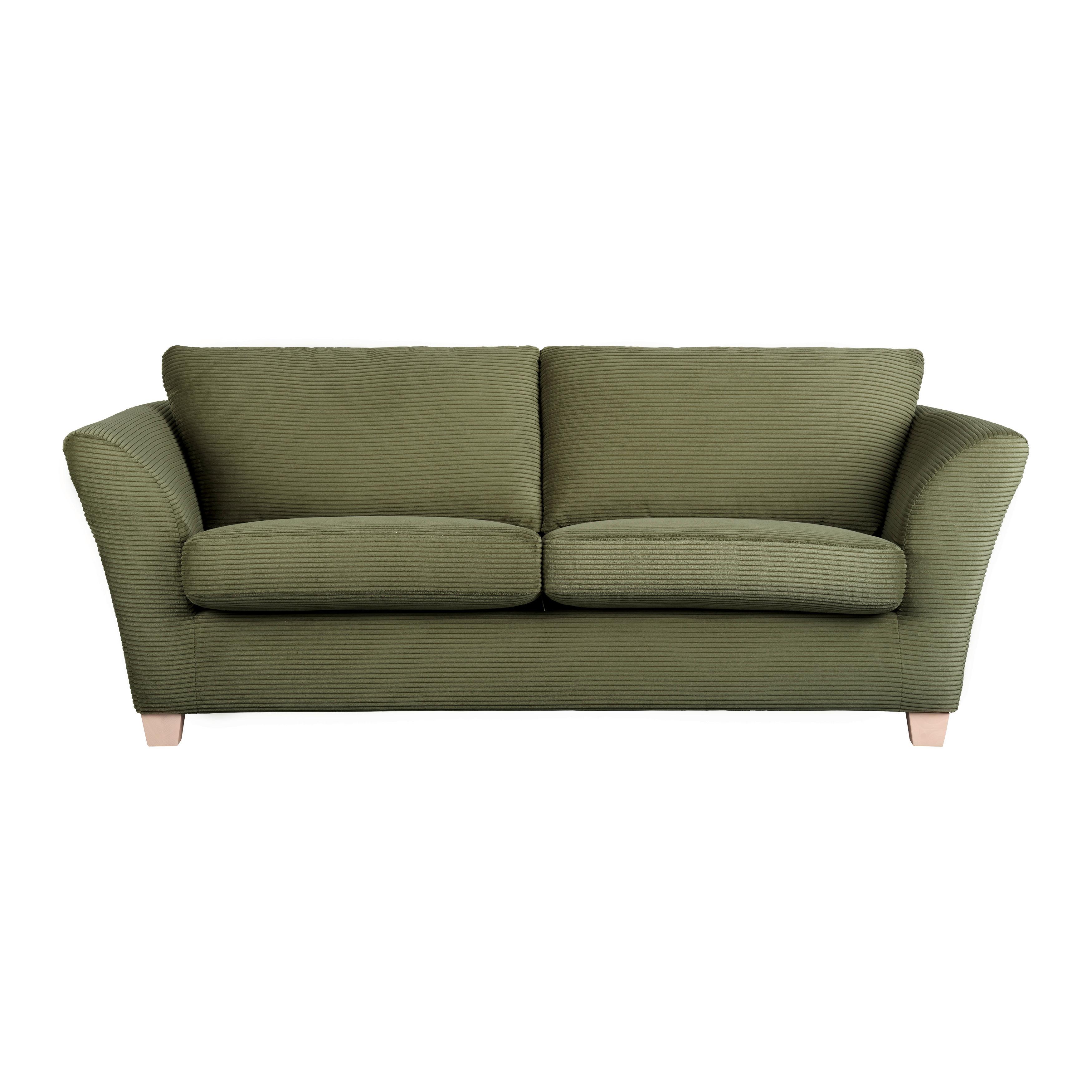 3-Sitzer-Sofa Devado Grün - Naturfarben/Grün, Holz/Textil (216/70-85/95cm) - Mömax