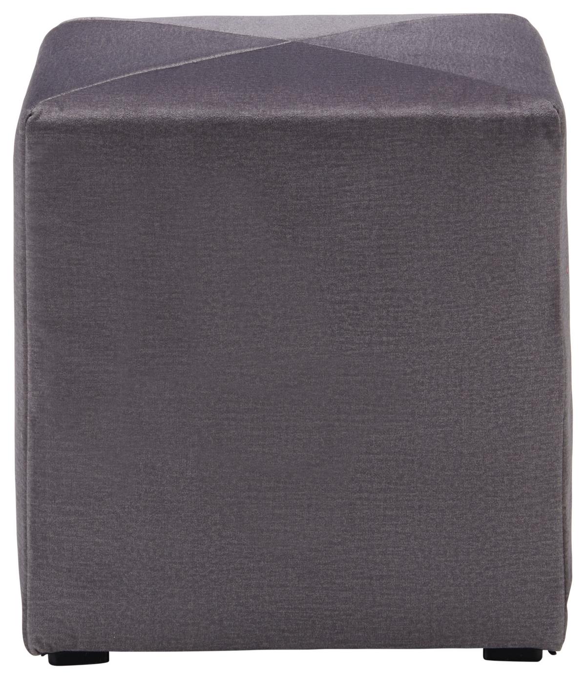 Hocker aus Samt in Grau - Schwarz/Grau, Kunststoff/Textil (40/42/40cm) - Mömax