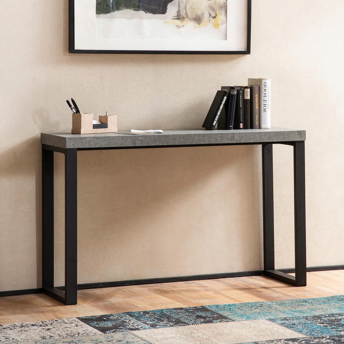 KONSOLENTISCH WL6.908 - Schwarz/Grau, Design, Holzwerkstoff/Metall (120/40/76cm) - MID.YOU
