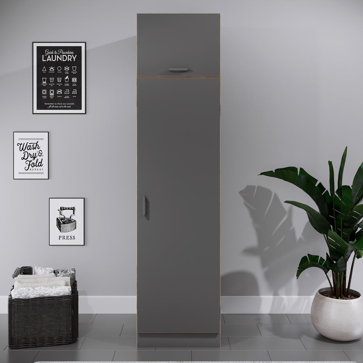 Wäscheschrank Rislo - Honigeiche/Anthrazit, Trend, Holzwerkstoff/Kunststoff (50/200/60cm) - MID.YOU