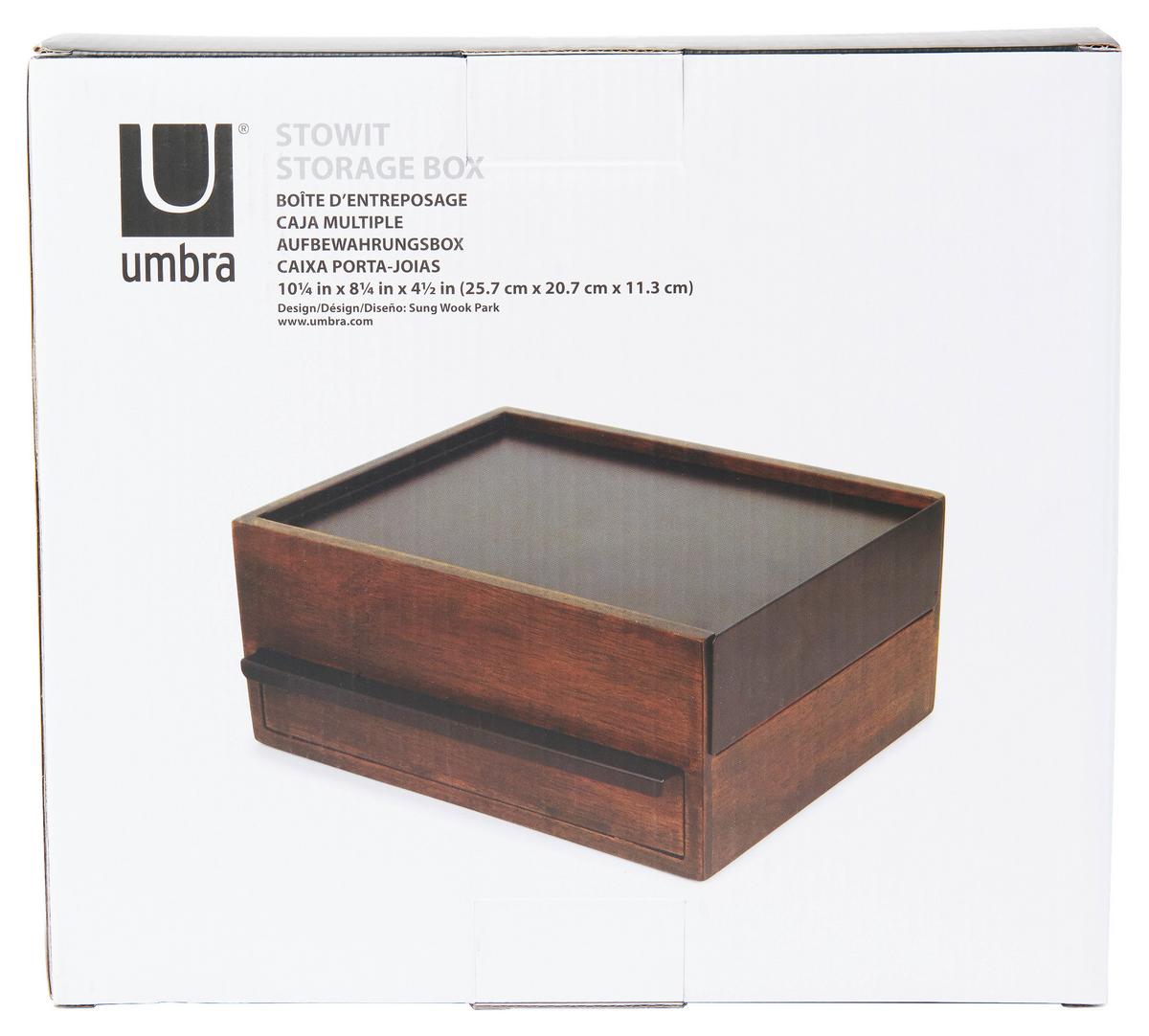 Schmuckbox Schwarz/Walnussfarben - Walnussfarben/Schwarz, Design, Holz/Metall (22,1/11,9/25,9cm) - Umbra