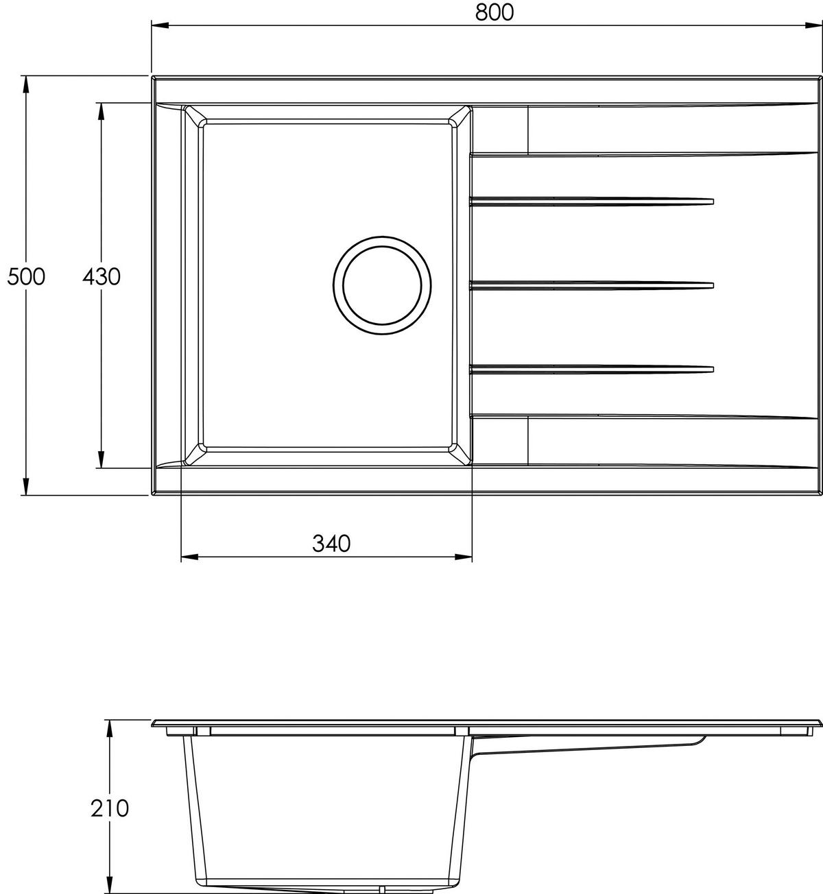 Einbauspüle Houston ca. 80x21x50 cm Weiß - Weiß, Trend, Glas/Kunststoff (80/21/50cm) - Respekta